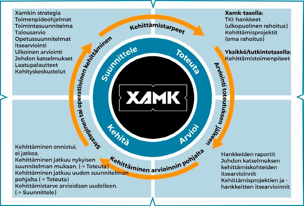 arviointiraportit dokumentoidaan. Kehittämistoimenpiteiden tulokset hyödynnetään ammattikorkeakoulun operatiivisessa toiminnassa tai strategisissa valinnoissa.