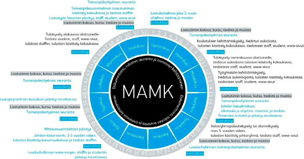 lija-, henkilöstö- ja sidosryhmäkyselyjen tuloksista tai laatutiimin kokouksista tai eri katselmuksissa käsitellyistä ja sovituista asioista.