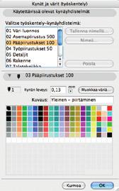 KO. - 10 Ikkunan alaosan valintapainikkeilla kunkin rakennekerroksen täyte määritetään joko yksisuuntaiseksi (vasen) tai kääntymään seinän suunnan mukaisesti (oikea).