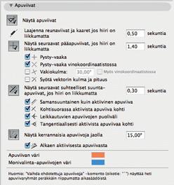 A). Kun nyt osoitetaan reunan päätepiste, tulee reunasta jommankumman koordinaattiakselin suuntainen. Viivan kulma lukkiutuu lähimpään mahdolliseen, kun vaihtonäppäin painetaan pohjaan.