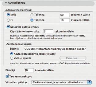 .. -komennoilla on mahdollista siirtää asetukset ArchiCAD-käyttäjältä toiselle tai koneesta toiseen erillisen xmlasetustiedoston avulla. 6.2.