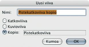 Viivatyyppiä muokataan ikkunan keskialueen vasemmassa reunassa siirtelemällä lippuja, tai syöttämällä numeroarvoja alapuolella oleviin kenttiin.