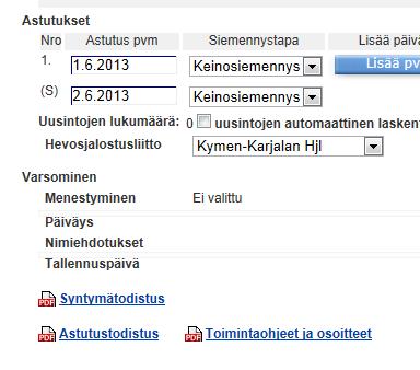 Astutus- ja syntymätodistusten tulostus Oriinpitäjä saa avattua pdf-tiedostot ja tulostettua astutustodistukset ja syntymätodistukset suoraan yhdelle tammalle astutustietojen