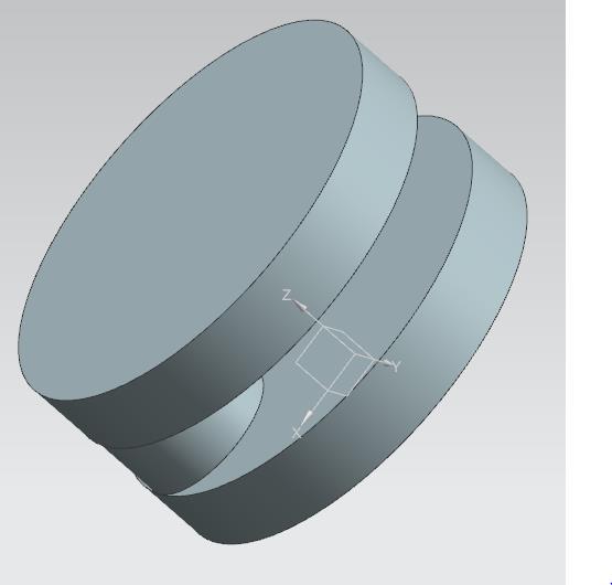 z-akseli -> Point dialog x:0, y:0, z:20 -> Diameter: 60, Height: 10 -> Ok.