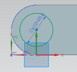 22(46) 7. Tehdään samanlainen ympyrä myös toiseen päätyyn. 8. Finish Sketch. 9. Menu -> Insert -> Design Feature -> Extrude. Valitse piirretyt ympyrät.