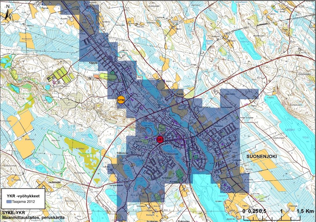 Voimassa olevassa oikeusvaikutteisessa taajama-alueiden osayleiskaavassa (2010) alue on osoitettu merkinnällä T (teollisuus- ja varastoalue) ja KL (liikerakennusten alue).