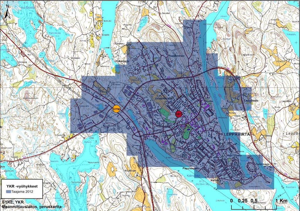 Sijainti yhdyskuntarakenteessa Leppävirran osalta käytettävissä ei ole Urban Zone-aineistoa.