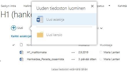 Lisäasetuksista ladataan Muokkaa mallia -valinnalla kirjastoon uusi tiedostomalli. Mallin voi vaihtaa kirjastoihin, joissa tiedostot tehdään yhdellä asiakirjamallilla. 42 KUVA 16.