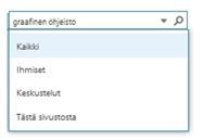 44 6.10 Haun toiminta Sharepoint Online -sivustoilla löytyy automaattisesti Haku -ruutu jokaisen sivuston vasemmasta yläreunasta.