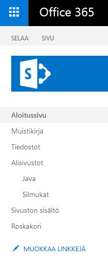 Tee alisivusto samalla tavalla, kuin edelliset sivut. Huomaa valita aina ensin oikea sivusto, jonka alle luot alisivustot!