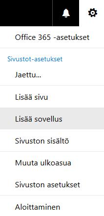 Sivun valmiiden elementtien muokkaus, siirto tai poisto Sivun valmiita sovelluksia voit Poistaa ja muokata napsauttamalla niiden oikean reunan nuolivalikkoa.