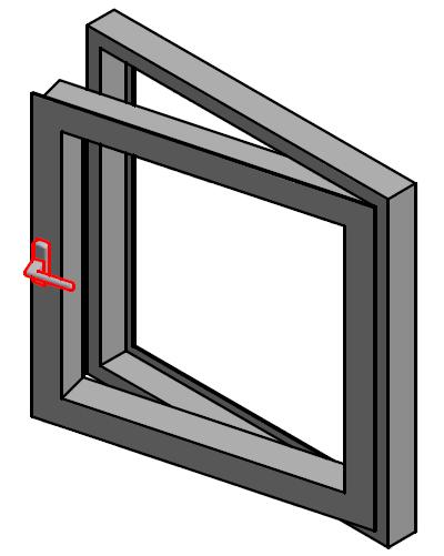 LK 3. 03/07 SISÄÄNAVAUTUVAT IKKUNAT HELAT JA SARANAT INWARD OPENING WINDOW HARDWARE AND HINGES Saranoiden kätisyys (RH tai LH -> kts. 3.), puitteen (tai karmin) ulkomitat sekä painikkeen ja saranapeitteiden väri mainittava heloja tilatessa.