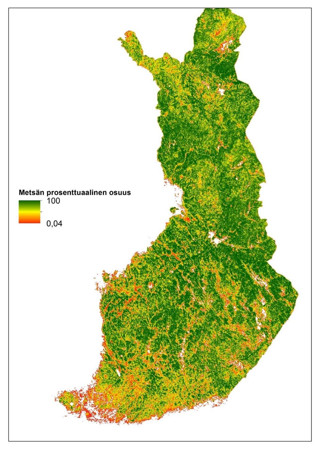 Vastaukset vk2: 1a) Laske metsämuuttujat (havumetsä, lehtimetsä, sekametsä, harvapuiset alueet) yhteen Suomessa Raster Calculator "lehtimetsa.tif" + "harvapuiset.tif" + "havumetsa.tif" + "sekametsa.