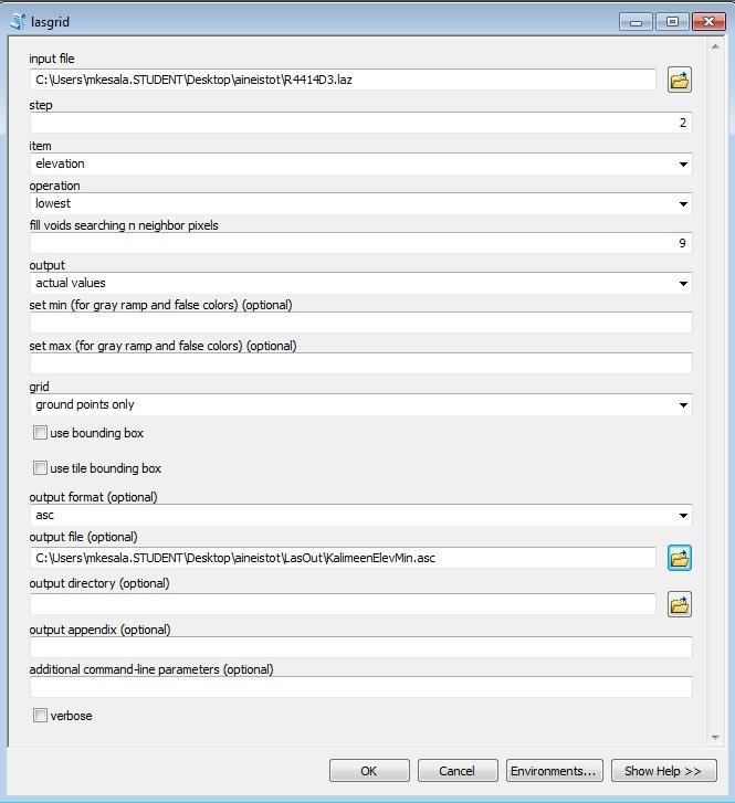 7a) Tuo LAS-tools ArcMap:n Toolbox-valikkoon ArcToolbox-ikkuna hiiren oikeaklikkaus ArcToolbox:n päällä Add toolbox hae lastool-työkalu aineistokansiosta.