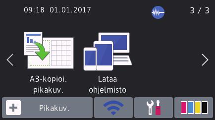 ] ja [Lataa ohjelmisto].. Päivämäärä ja kellonaika Näyttää laitteeseen asetetun päivämäärän ja kellonajan. 7. Hiljainen tila 3 4 5 6 Tästä näytöstä näet laitteen tilan laitteen ollessa valmiustilassa.