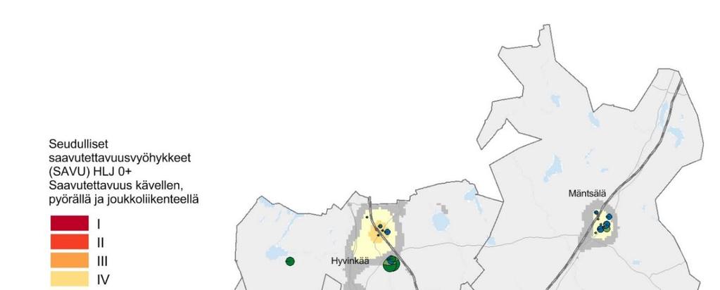 Seudulliset saavutettavuusvyöhykkeet (SAVU) HLJ 0+ -vaihtoehto Saavutettavuus