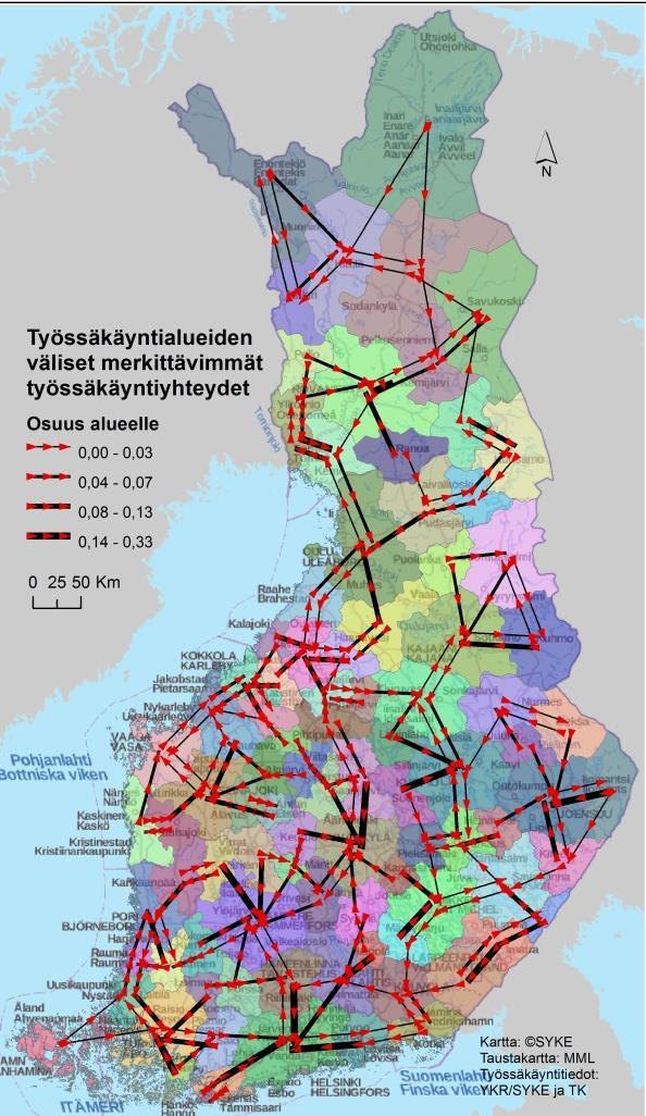 Myös Turku Salo, Lappeenranta Imatra, Jyväskylä Äänekoski, Vaasa Seinäjoki ja Oulu Raahe -väleillä virrat ovat melko suuria.