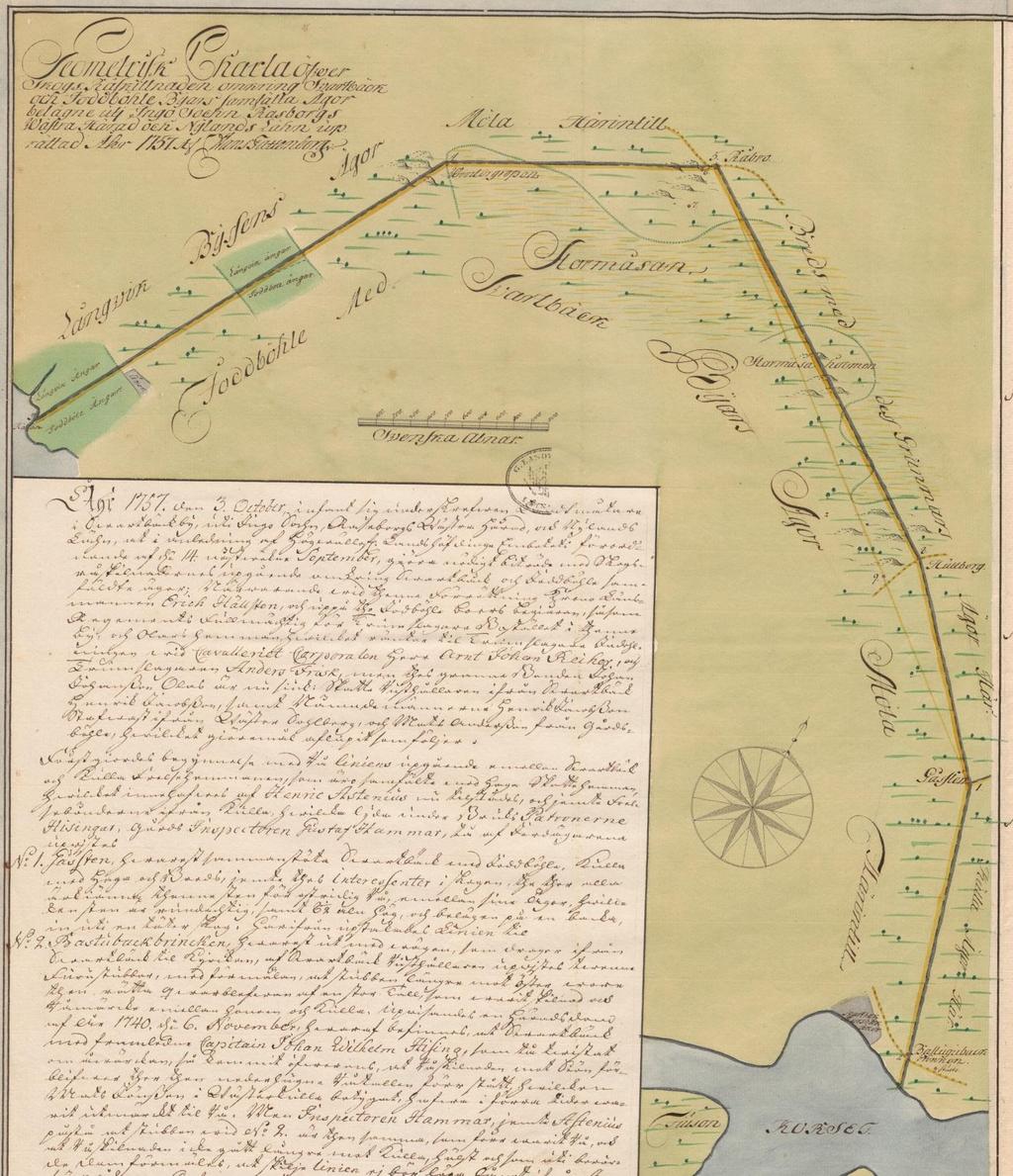 7 Joddböle och Svartbäck Rågångskarta med beskrifning_1757 (B138/2) Joddbölen