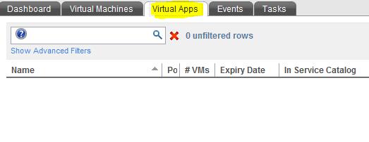 Virtual Apps välilehdellä näet mahdolliset omat virtuaaliset sovelluksesi. Tässä tapauksessa niitä ei ole ja listaus on tyhjä.