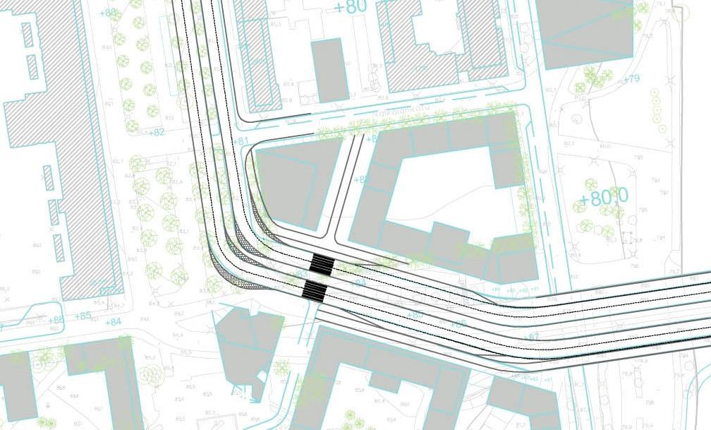 NYKYISET AJOYHTEYDET JA MUUTOKSET, VEA Ajoradat Hämeenpuiston itäreunalla