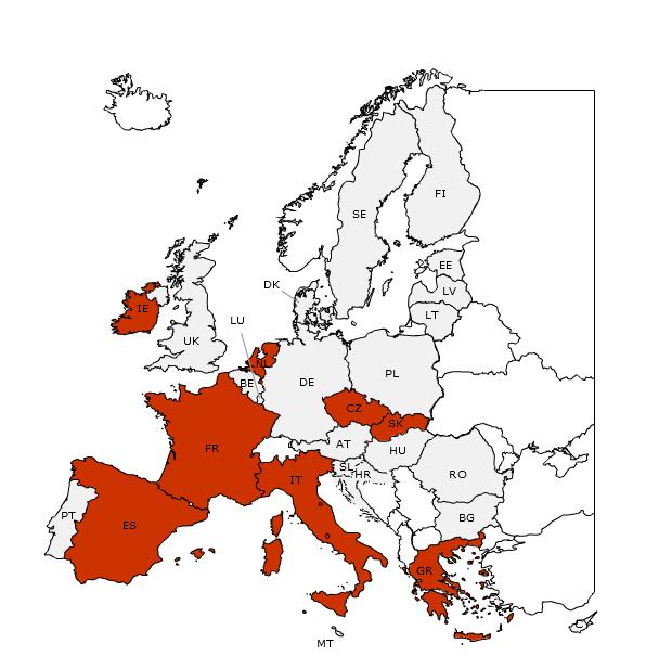 3.4.1. Jakautuminen jäsenvaltioittain Kartta ja taulukko 3.4.1: Vuonna 2014 toteutetut rahoitusoikaisut suhteessa EU:lta saatuihin maksuihin; jakautuminen jäsenvaltioittain Kartassa on esitetty