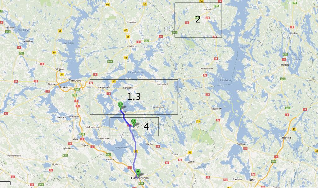 41 Sastamalan toinen reitti kerätään 1:30-6:00 välisenä aikana. Reitillä on 12 tuottajaa, joilta kerätään 13 200 litraa maitoa. Reitin pituus on 196 kilometriä.