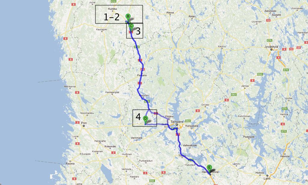 45 tila noudetaan yksittäin, koska seuraavan tilojen maitomäärä ylittää kuorma-auton kuljetussäiliön kapasiteetin.