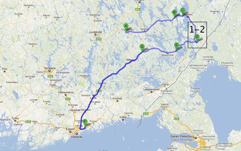 51 9.2 Ajoneuvoyhdistelmä 7 Ajoneuvoyhdistelmä 7 kerää vain kaksi reittiä. Lisäksi ajoneuvolla kerätään siirtoajon ohessa neljän tuottajan tuottama raakamaito.