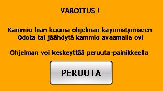 DEKO 190, ohjelman käynnistäminen HUOM! Mikäli kammion lämpötila on yli 60 0 C, ohjelma ei käynnisty, ennen kuin se on jäähtynyt. Jäähdytä pesutila avaamalla ovi.