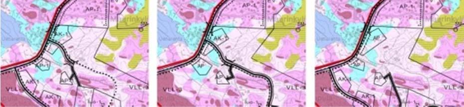 (Lähde: Tampereen kaupunki 2008) Rissossa kaikissa vaihtoehdoissa on Rissonkadun varteen esitetty kerrostalorakentamista, jonka länsiosa on savikolla.
