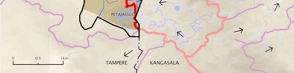 pitkänomainen Juoponlahden valuma-alue, joka saa alkunsa Ojalan osayleiskaava-alueen