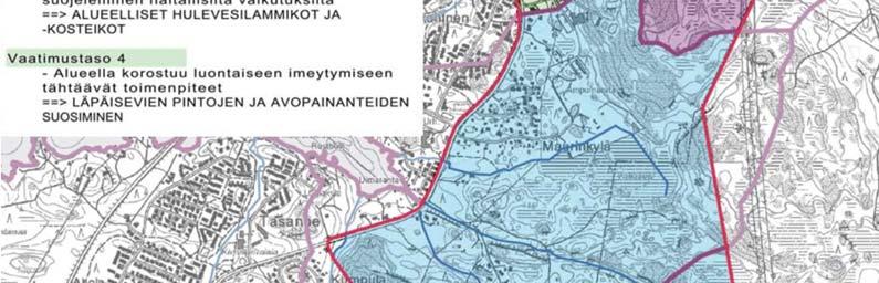 Ensimmäisessä vaiheessa suunnittelualueelle on määritelty alueelliset hulevesien hallinnan