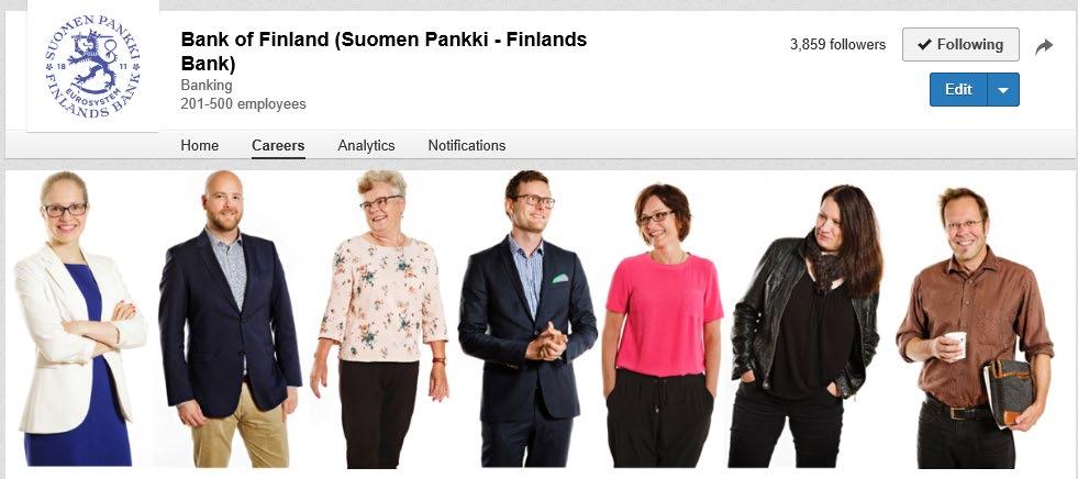 Rekrytoinnit ja henkilöstön vaihtuvuus Työnantajakuva Suomen Pankki tarjoaa mielenkiintoisia, vastuullisia ja yhteiskunnallisesti merkittäviä työtehtäviä rahapolitiikan ja tutkimuksen,