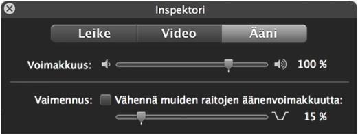 30 KUVA 4. Ääni-inspektorin äänenvoimakkuuden säätimet 3.1.3 Lightworks Lightworks on kaikkein kehittynein saatavilla olevista ilmaisista videoeditointi ohjelmistoista.