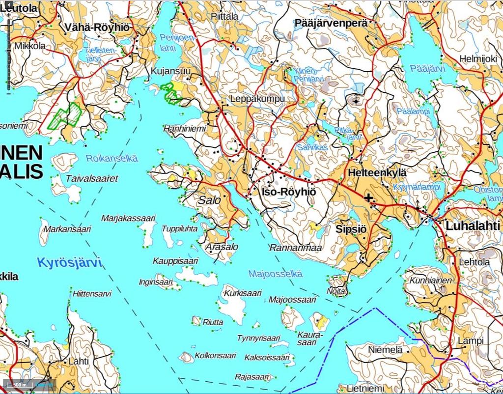 T201606 2 1 SELVITYSALUEEN ALUEKUVAUKSET 1.1 Saarikohteet Aluekuvaukset kuvaavat Kyrösjärven saarten sekä pienten järvien ja lampien ranta-alueiden luontoarvojen sijoittumista. Kappaleessa 1.