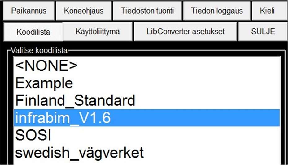 9 KOODIKIRJASTO LandNovassa on valmiina InfraBIM -nimikkeistön mukainen koodilista infrabim_v1.
