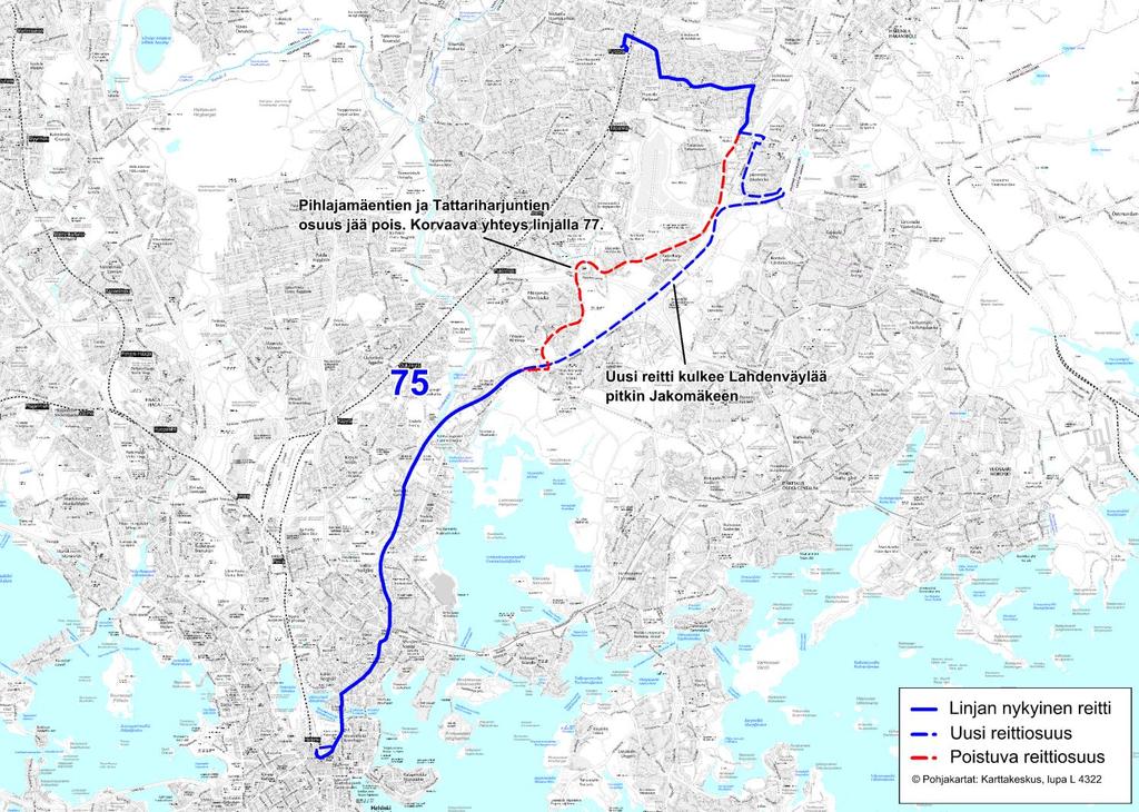 Liite 1-17 Linja 75 Rautatientori - Lahdenväylä Jakomäki (Jakomäentie) - Heikinlaakso - Puistolan asema Linja 75 Ruuhka Päivä/ilta La, päivä Su, päivä Vuoroväli, min 7,5*/15** 20 20 20 *)