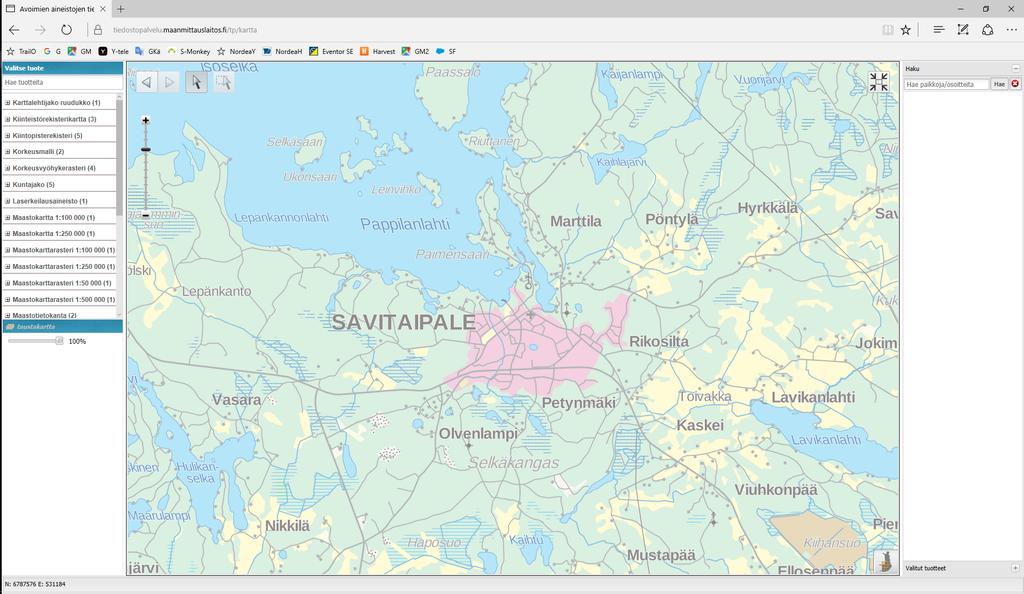 AINEISTON HAKU MML SIVUILTA Siirry web-osoitteeseen: https://tiedostopalvelu.maanmittauslaitos.