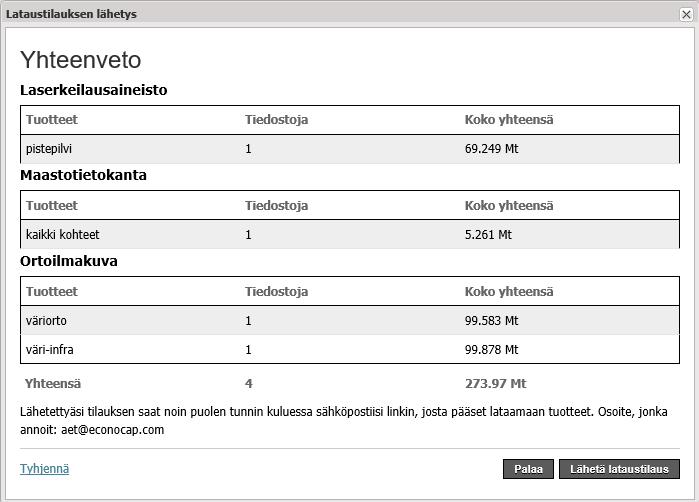 Lähetä lataustilaus Hetken kuluttua saat