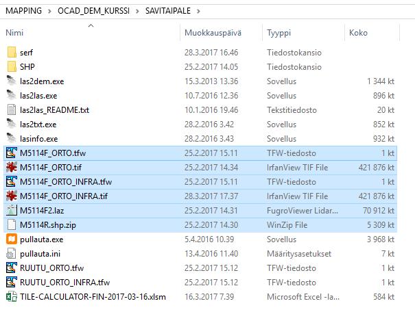 tfw Kopioi tiedosto RUUTU_ORTO.tfw nimelle M5114F_ORTO.tfw Editoi tiedostoon M5114F _ORTO.