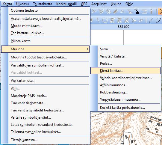 KARTAN KIERTÄMINEN JA POHJOISVIIVAT Tallenna kartta uudelle versionimelle SAVITAIPALE_R2.