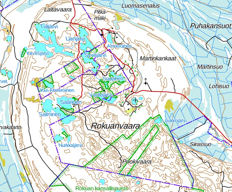 KARTOITUSTEHTÄVÄN 2a MÄÄRITYS Tehtävänäsi on tuottaa tarkkuussuunnistuksen erikoiskartta oheisen kartan mukaisesta alueesta (punainen rajaus karkeasti) seuraavin