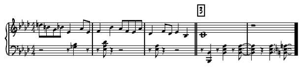 11 Esimerkki 8: Vasen käsi McCoy Tynerin tyyliin Mielenkiintoista on, että tässä kappaleessa kumpikaan ei soita perusnuotti-kvintti yhdistelmää, vaan perusnuotin oktaavituplauksella (jossa