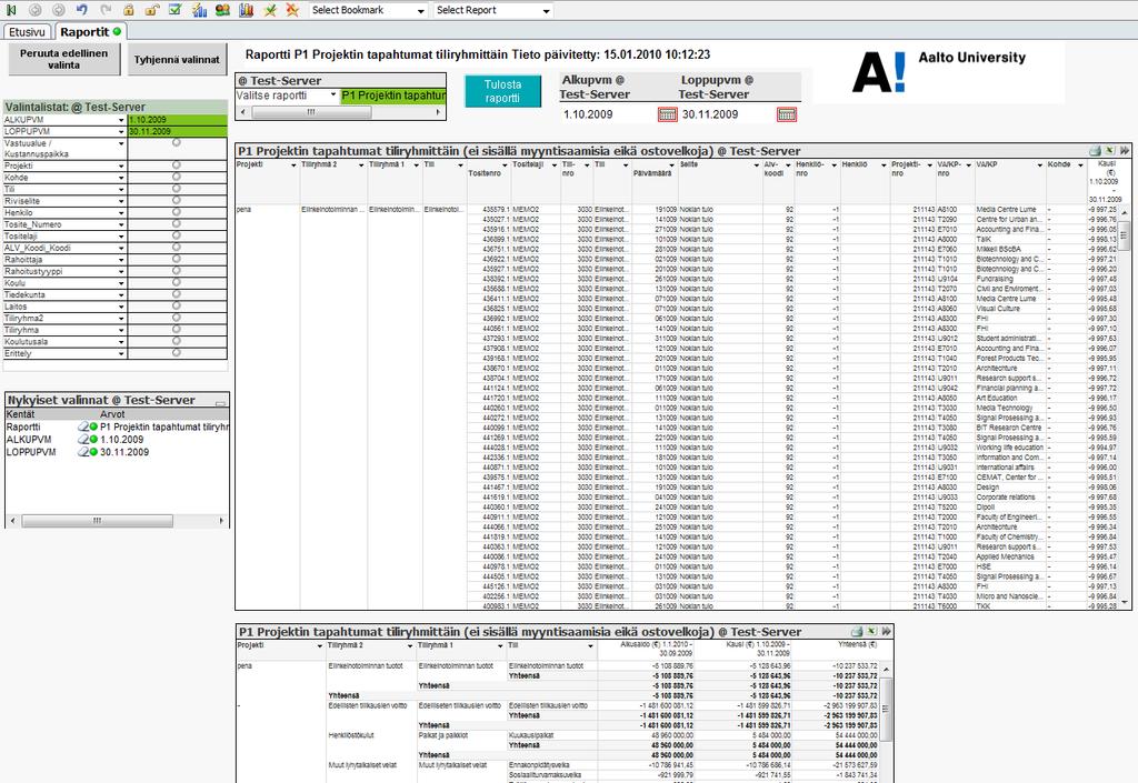 2/10 2. Projektiraportit Projektiraportit mahdollistavat kirjanpitotietojen seurannan projekti-, kustannuspaikka-, laitos-/osastoyms. tasoilla. Projektiraportit löytyvät Projektiraportit.