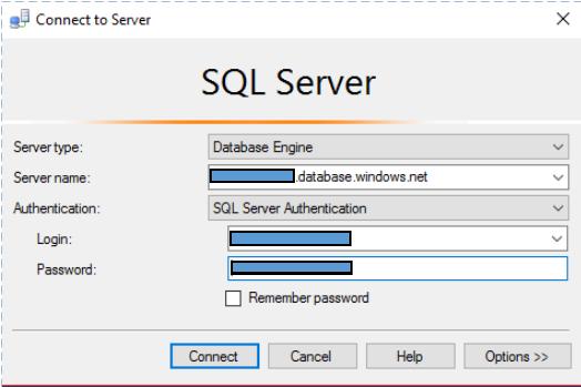 35 KUVIO 29. SQL Server Mangement Studioon kirjautuminen 5.