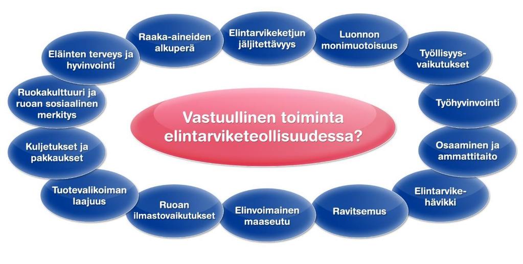 Elintarviketeollisuuden yritysvastuulla on monta ulottuvuutta Elintarviketuotannon vastuullisuuteen kiinnitetään nykyään runsaasti huomiota.