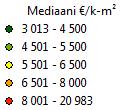 Kauppojen hinnat vaihtelivat 2006 20 983 /h-m² välillä ja niiden mediaanihinta on 5 553 /h-m².