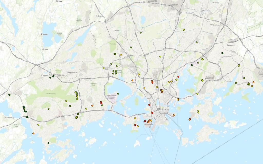 AK- ja AL-TONTTIKAUPAT 8 Oheisessa taulukossa ja kartassa on esitetty kauppojen hintatietoja.