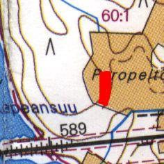 Sijainti: Kuvaus: Paikka sijaitsee Kiuruveden kirkosta 5,4 km W, Niemisjärven Lonkilanselän koillispuolella, Kapeansuu-salmen itäpuolella 200 m, radan pohjoispuolella120 m, Paavolan talosta 400 m