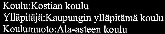 Kostian koulu Sivu 1/11 Vuosisuunnitelma Koulun perustiedot Koulu:Kostian koulu Ylläpitäjä:Kaupungin ylläpitämä koulu Koulumuoto:Ala-asteen koulu Oppilasmäärä luokittain Luokat 2016-17 KOSTIAN KOULU